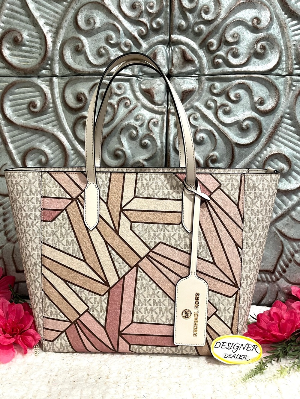MICHAEL KORS Sinclair Large East West Grab Bag Tote EUC! Smokey Rose